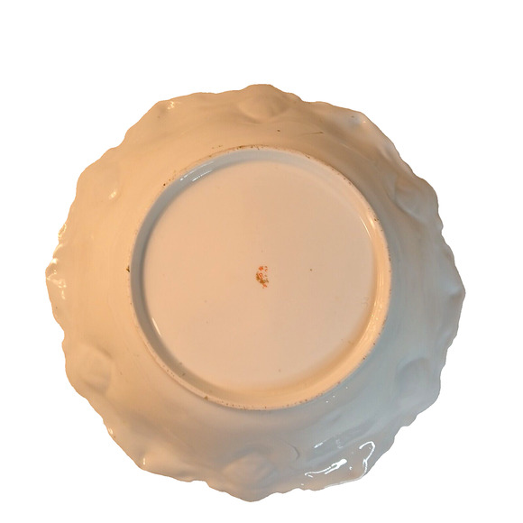 Antique 1900's RS Prussia Porcelain Large Serving Bowl Scroll Mold Pink Roses - Picture 8 of 10